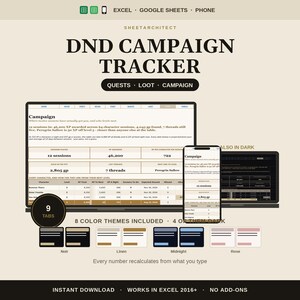 DnD Campaign Tracker Spreadsheet, Encounter Budget Calculator & XP Level Tracker for DMs, Excel and Google Sheets Template