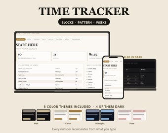 Time Tracker Spreadsheet Excel, Work Hours Log with Unaccounted Time Calculator, Timesheet and Focus Block Tracker, Google Sheets