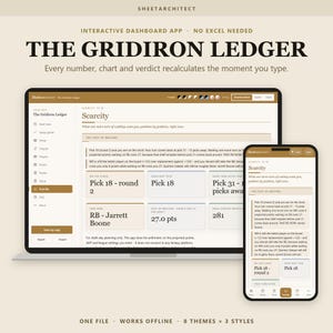 Fantasy Football Draft Tracker, Interactive Dashboard App, No Excel Needed, Works Offline on Phone and Computer, Digital Download