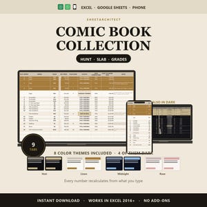 Comic Book Collection Spreadsheet Excel, Comic Run Completion Tracker with Cost to Finish and Slab Shortlist, Google Sheets