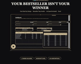 Print On Demand Tracker Excel, POD Profit Spreadsheet for Etsy Printify Printful Sellers, Design Margin and Bestseller Dashboard, 5 Themes