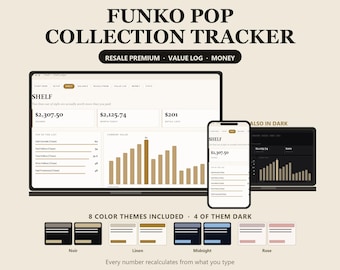 Funko Popコレクター向けFunko Popコレクショントラッカースプレッドシート、Excel＆Googleスプレッドシート、現在の価値と購入価格の比較、デジタルダウンロード