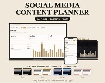 Social Media Content Planner Spreadsheet Excel, Content Calendar with Cost Per Post and Best Time Tracker, Google Sheets