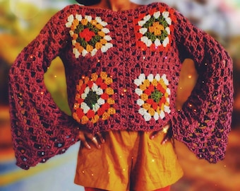 The Recry Granny Square Crochet Top. Digital Download.