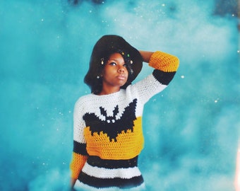 The Batty One Crochet Sweater Pattern. Instant Download!