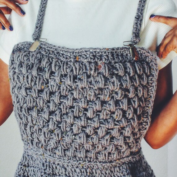 crochet pinafore dress adult Alice Pinafore Dress - Retro Houndstooth Crochet Dress Pattern