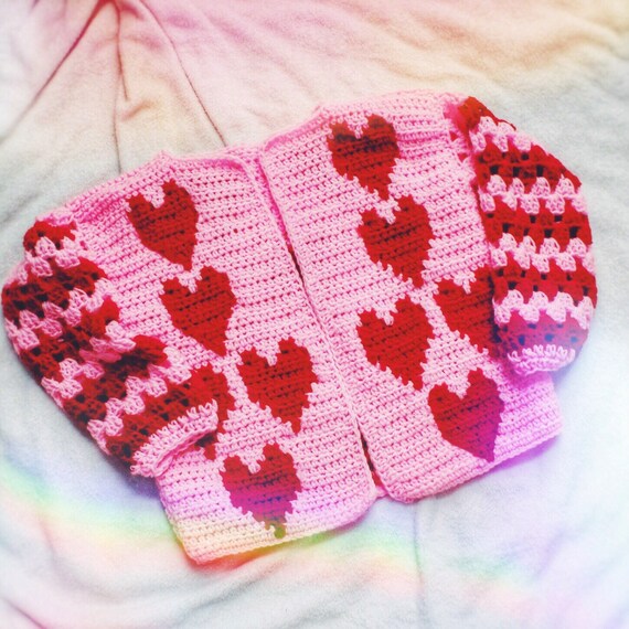 Pretty Hearts Crochet Cardigan Pattern 