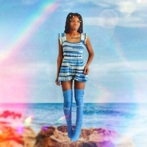 The Sky Above Clouds Crochet Romper Pattern. Instant Download!