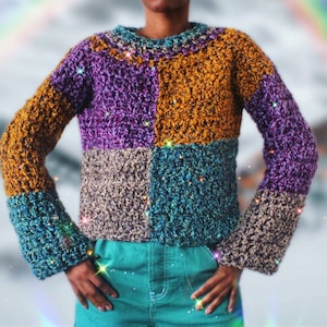 The Squares Crochet Sweater Top. Digital Crochet Pattern.