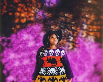 El patrón de suéter de crochet Spooky Crew. ¡Descarga instantánea!