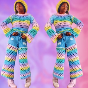 The Sweetney Crochet Sweater Pattern (Includes How To For Crochet Pants Tutorial) Digital Crochet Download.