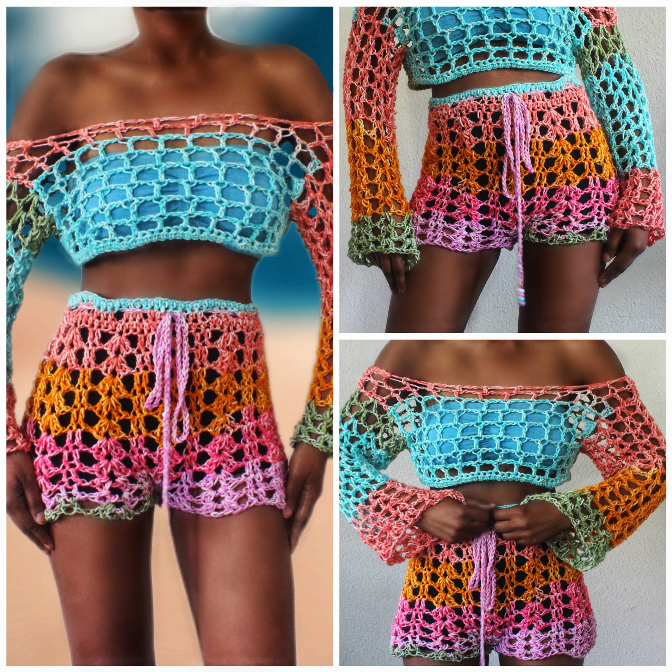 The Tamora Crochet Set [Crochet Top & Crochet Shorts]
