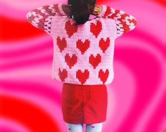 The Pretty Hearts Crochet Cardigan Pattern. Instant Download!