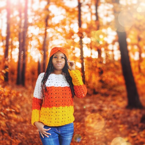 The Candy Corn Crochet Sweater Pattern 