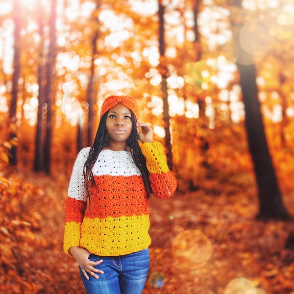 The Candy Corn Crochet Sweater Pattern. Instant Download!