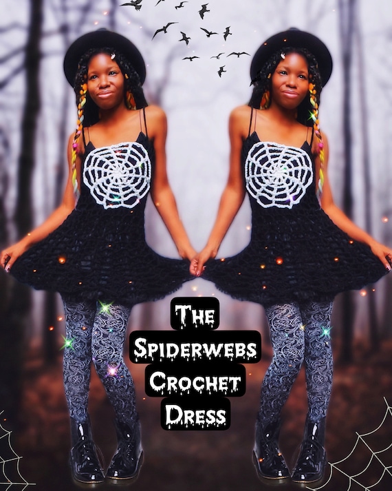spiderweb dress crochet pattern The Spider Webs Digital Crochet Color:Cappuccino week332026 crochet spider web poncho Flounce Sleeve Mesh Floral
