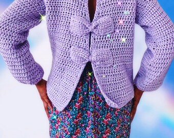 The Surprise Bow Crochet Sweater Pattern. Digital Download.
