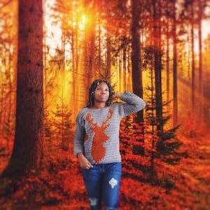 The Hello Deer Crochet Sweater Pattern. Instant Download!