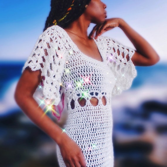 crochet dress 2020 Peony Metallic Crochet Dress Retrofete