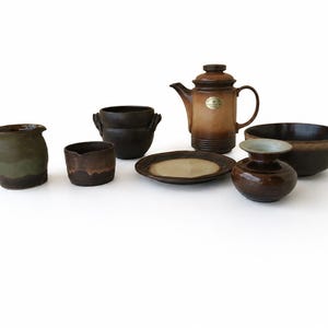 7 Piece Curated Vintage German Pottery Collection | Winterling, Gerz & Studio Ceramics | West German MCM Earth Tone Decor