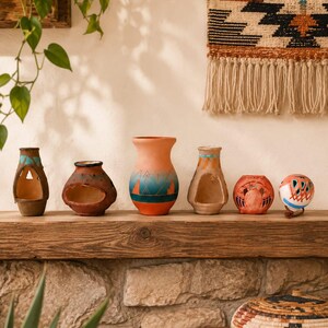 Brave Hawk Sioux Pottery Vase, Vintage 6-Piece Southwestern Art Collection