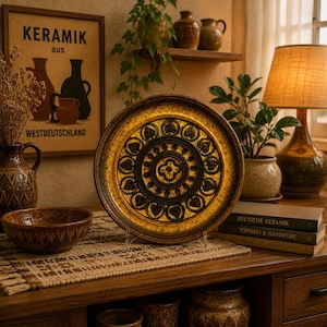 Assiette murale vintage Jette Helleroe en faïence danoise, 19 cm | Décoration murale scandinave en céramique | Décoration nordique
