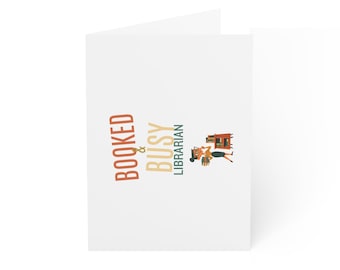 Booked & Busy Librarian Card | Book Lover Greeting Card, Note Stationery
