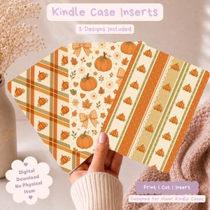 Funda transparente con inserto color calabaza naranja para Kindle (modelo otoño) / Paperwhite 11, 12, Colorsoft y Kindle Basic 2022/2024