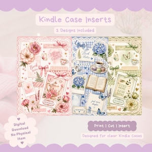 Printable Kindle Insert I Cute Floral Pastel Clear Case Insert / Paperwhite 11, 12 & Colorsoft