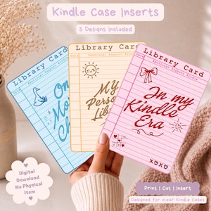 Library Card KindleInsert Bundle I Bookish Clear Case Insert Set / E-Reader Gift | Paperwhite 11, 12 & Colorsoft and Kindle Basic 2022/2024
