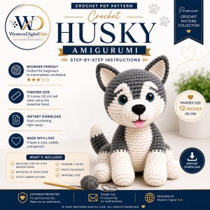 Häkelanleitung für einen Husky als Amigurumi | Niedliches Hunde-Plüschtier (PDF-Download)