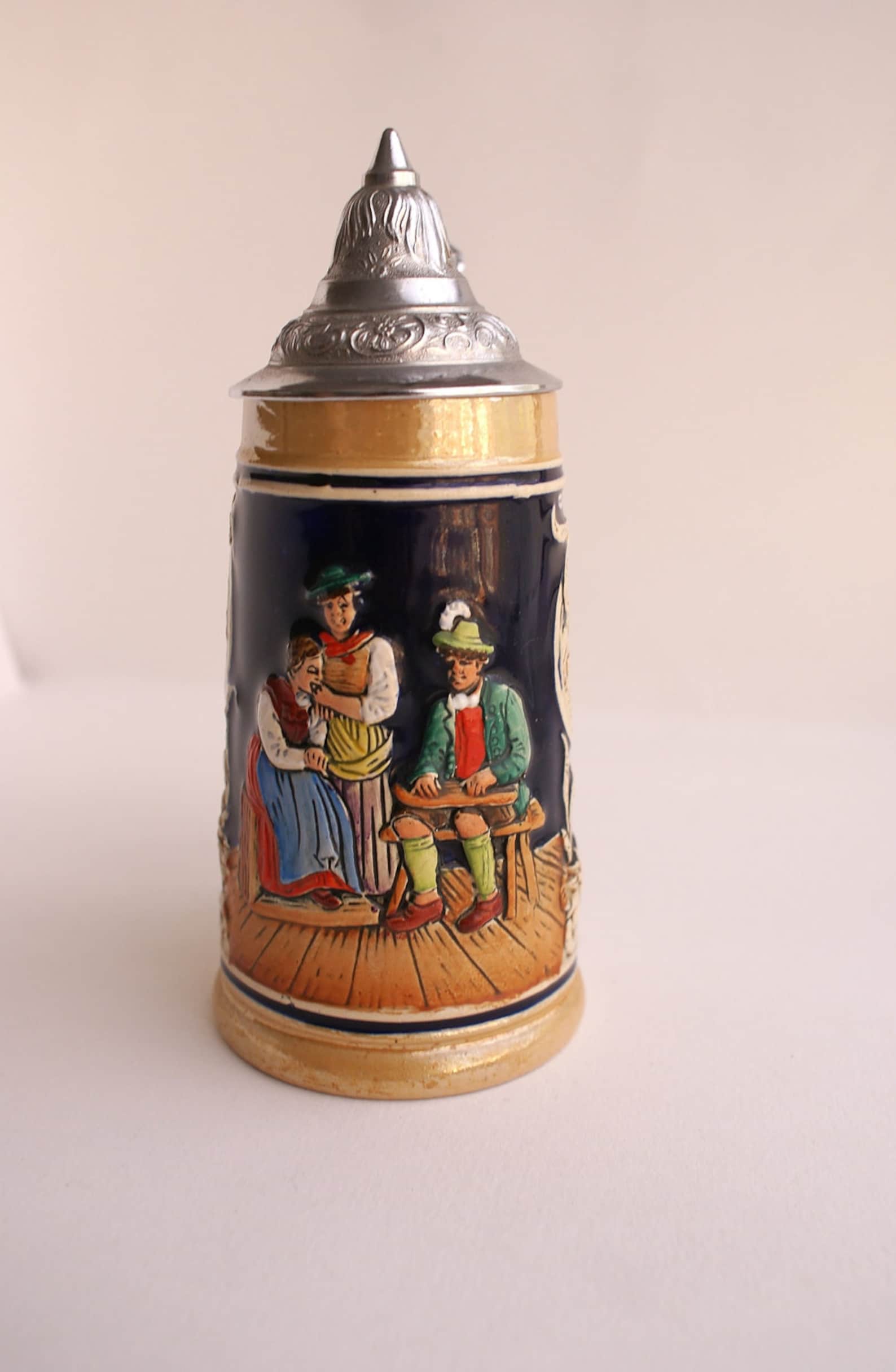 Collectable Ceramic German Beer Stein Mug with Pewter Lid Etsy