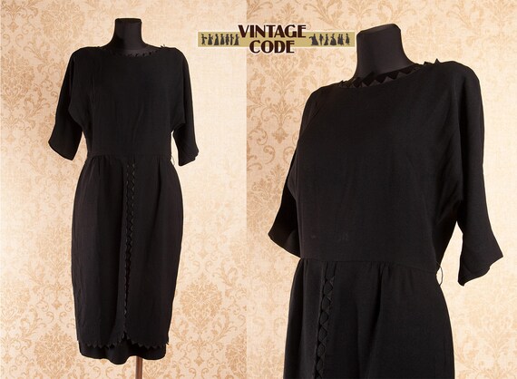 Black 50s 60s  Wiggle dress by Nelson Caine / Lit… - image 1