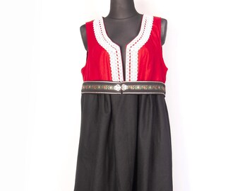 Norwegische Frau Festdrakt Kleid Bunad style / Rot Schwarz Wolle Mittelalter / plus size