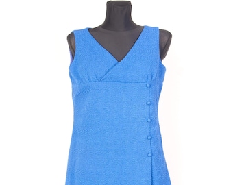 Minivestido Mod vintage de los años 60 – Lapidus Original Suecia, Crimplene azul / talla pequeña a mediana