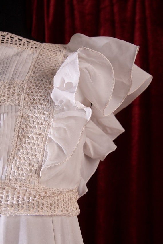Vintage La Sposa White Wedding  Maxi Dress  / Cro… - image 7