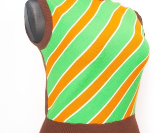 Chaleco de punto elástico acrílico sin mangas estilo Mod de los años 60 y 70 / Talla mediana a grande