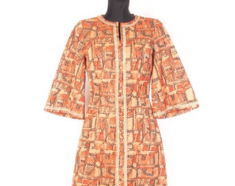 Vintage 1970s British Metallic thread Maxi Dress Hostess gown /  sz Small