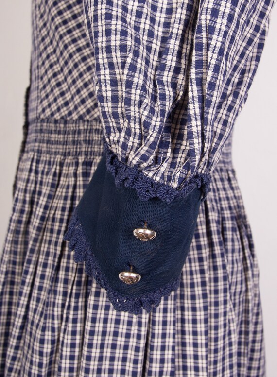 Cotton dirndl Dress Dark blue Plaid Checkered   /… - image 9