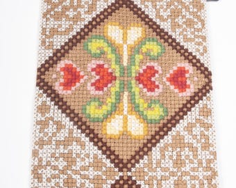 Vintage Norwegian Bell Pull Tapestry, Embroidered Wool Wall Hanging