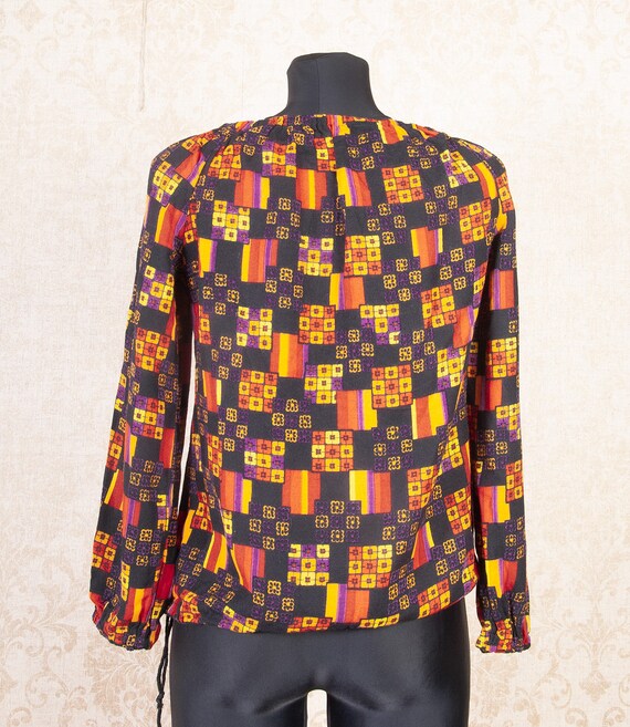 Bright Soft fabric Mod Shirt blouse /  70s vtg Br… - image 4