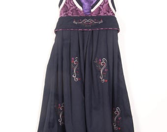 Norweger Mädchen festdrakt / Dunkelviolett Jacquard, Silberborte Details / 10 Jahre