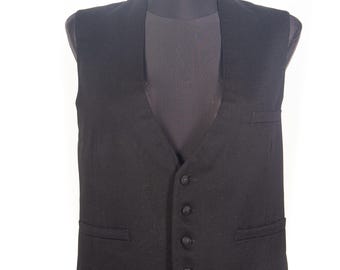 Chaleco de lana antiguo de los años 1910 y 1920 / Chaleco formal sin cuello con botones bordados / XS / Niño / Mujer /