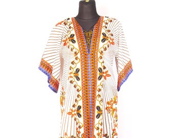 Vintage 70s Thai Amtex Cotton Caftan / Kaftan Maxi Dress Psychedelic Festival Hippie / free size