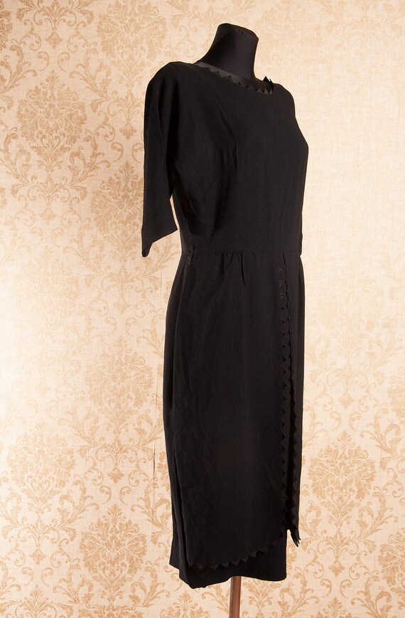 Black 50s 60s  Wiggle dress by Nelson Caine / Lit… - image 6