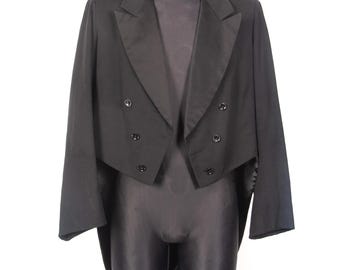 Antique Swedish Black Moleskin Tailcoat / Victorian Edwardian 1880s–1910s Evening Formalwear / M
