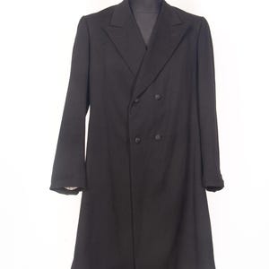 Antique Edwardian Black wool Frock Coat / 1910s Formal menswear / Goth Victorian Steampunk  clothing / sz Medium