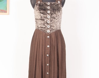 Abito Dirndl Vintage Country Line / Abito Trachten con bottoni e tasche / Taglia piccola