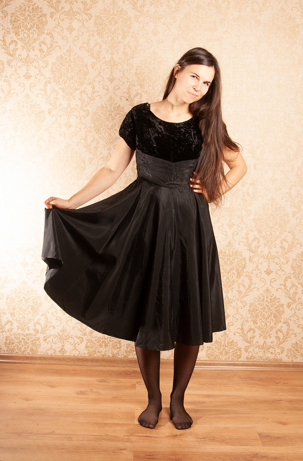 black velvet dress short sleeve