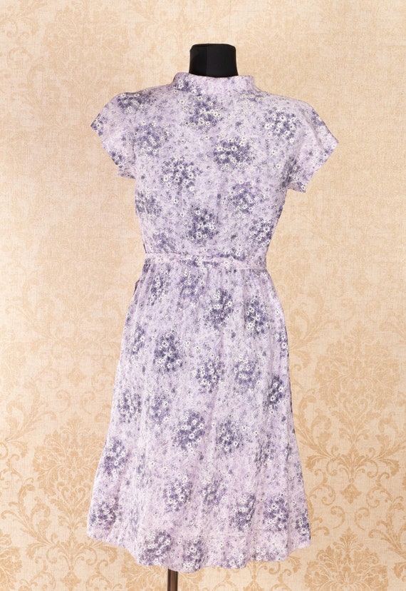 Vintage 1950s 40s Sheer Airy Floral print dress  … - image 4
